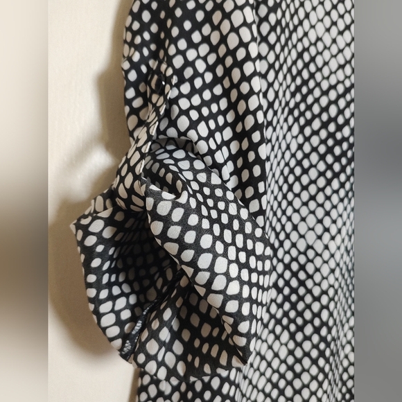 Spense Black and White Button Down Shirt Relaxed Fit Mandarin Collar - Picture 3 of 8